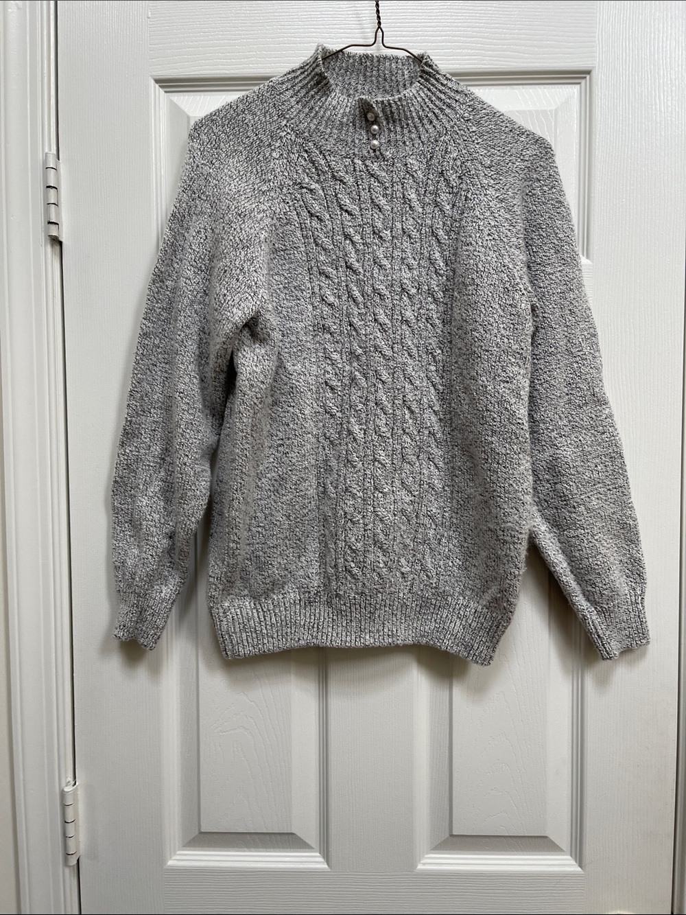 Cable Knit Turtleneck Sweater in Gray Like New